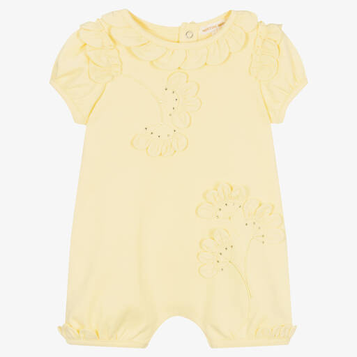 Mintini Baby-Baby Girls Yellow Cotton Shortie | Childrensalon Outlet