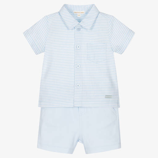Mintini Baby-Boys Blue Cotton Shorts Sets | Childrensalon Outlet