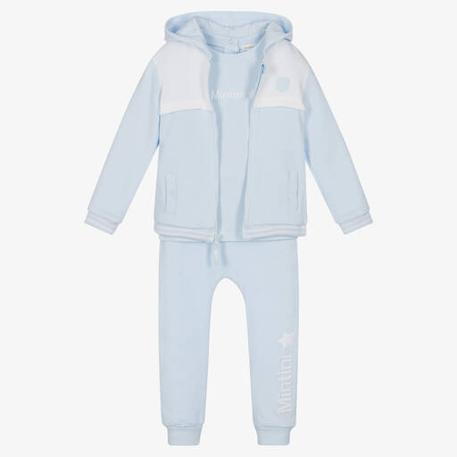 Mintini Baby-Boys Blue Cotton Tracksuit Set | Childrensalon Outlet