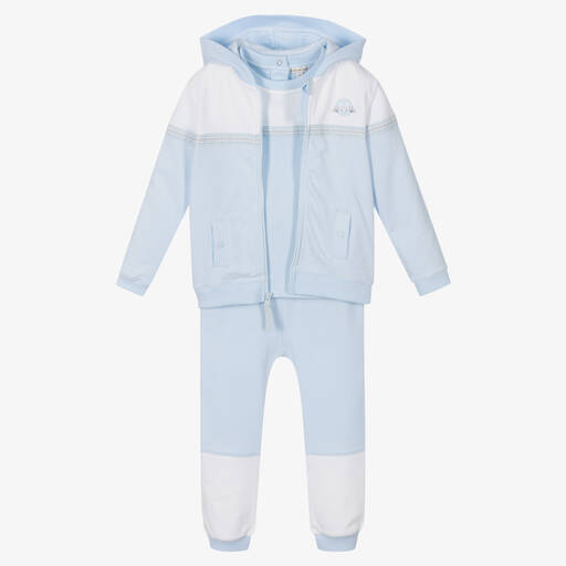 Mintini Baby-Boys Blue & White Tracksuit Set | Childrensalon Outlet