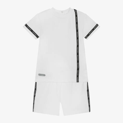 Mintini Baby-Boys White Cotton Shorts Set | Childrensalon Outlet