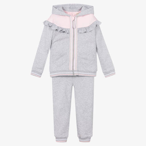 Mintini Baby-Girls Grey Cotton Tracksuit Set | Childrensalon Outlet