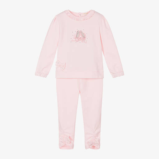 Mintini Baby-Girls Pink Ballet Shoes Cotton Tracksuit | Childrensalon Outlet