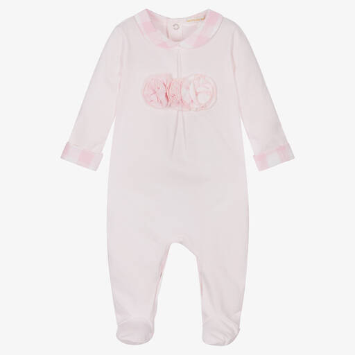 Mintini Baby-Girls Pink Cotton Babygrow | Childrensalon Outlet