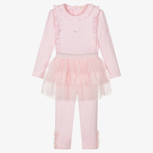 Mintini Baby-Girls Pink Cotton Leggings Set | Childrensalon Outlet