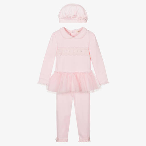 Mintini Baby-Girls Pink Cotton Leggings Set | Childrensalon Outlet