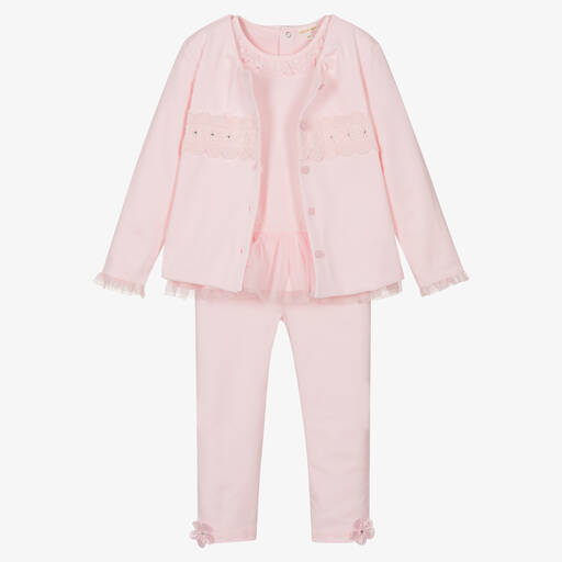 Mintini Baby-Girls Pink Cotton Leggings Set | Childrensalon Outlet