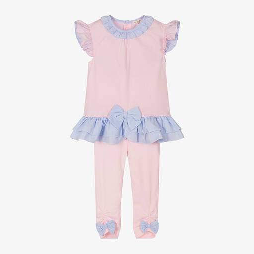 Mintini Baby-Girls Pink Cotton Leggings Set | Childrensalon Outlet