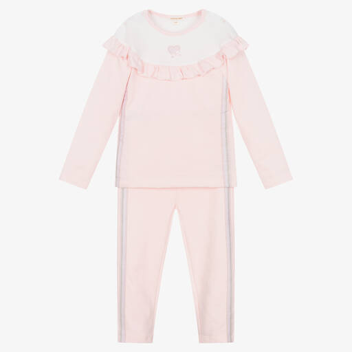 Mintini Baby-Girls Pink Cotton Trouser Set | Childrensalon Outlet