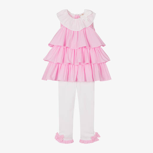 Mintini Baby-Girls Pink Gingham Cotton Leggings Set | Childrensalon Outlet