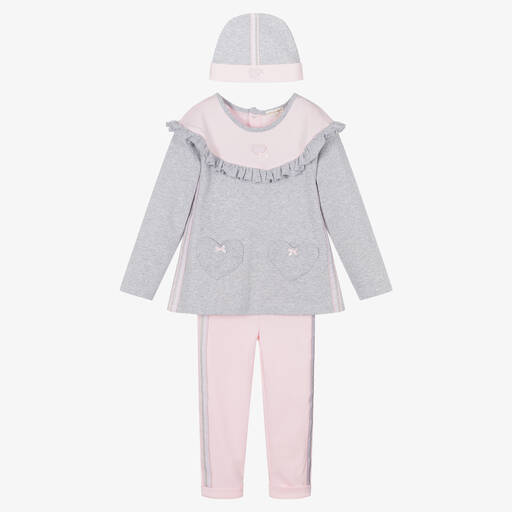 Mintini Baby-Girls Pink & Grey Leggings Set | Childrensalon Outlet