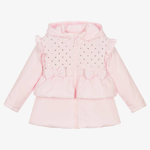 Mintini Baby-Girls Pink Padded Hooded Coat | Childrensalon Outlet