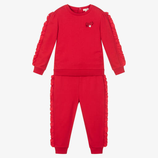Mintini Baby-Girls Red Cotton Tracksuit | Childrensalon Outlet