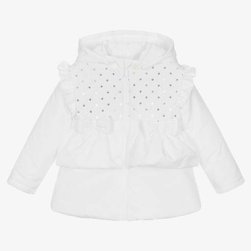 Mintini Baby-Girls White Padded Hooded Coat | Childrensalon Outlet