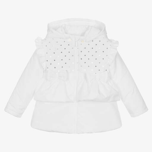 Mintini Baby-Girls White Padded Hooded Coat | Childrensalon Outlet