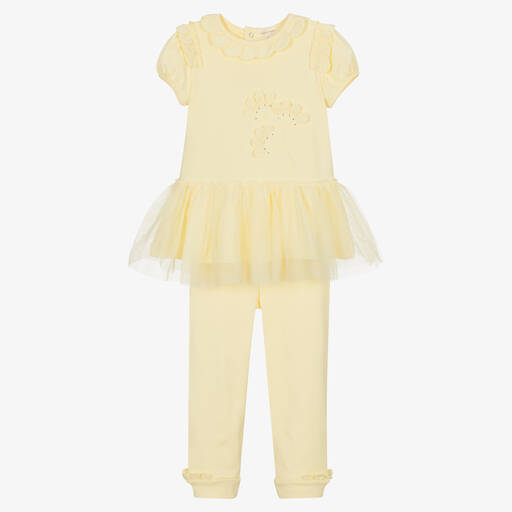 Mintini Baby-Girls Yellow Cotton Leggings Set | Childrensalon Outlet