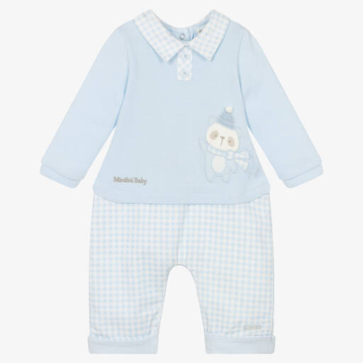 Mintini Baby-Pale Blue Cotton Romper | Childrensalon Outlet