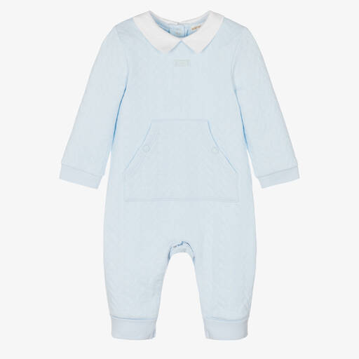 Mintini Baby-Pale Blue Quilted Babygrow | Childrensalon Outlet