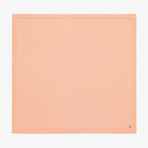 Minutus-Baby Girls Orange Chevron Pattern Knitted Blanket (90cm) | Childrensalon Outlet