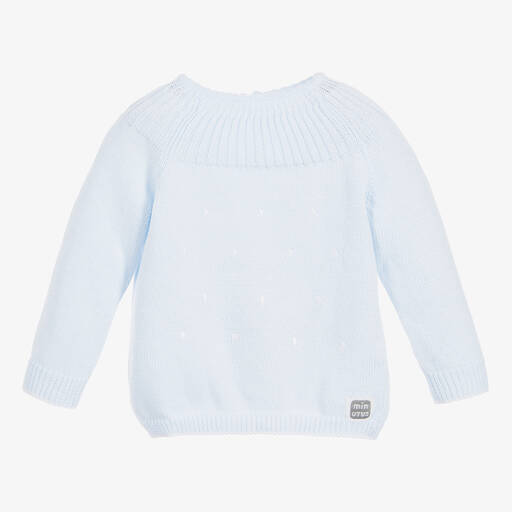 Minutus-Blue Knitted Baby Sweater  | Childrensalon Outlet