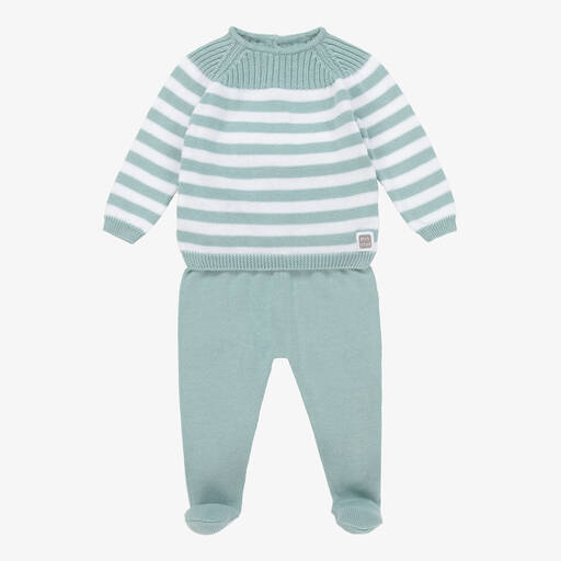 Minutus-Green Cotton Knit 2 Piece Babygrow | Childrensalon Outlet