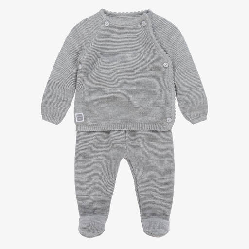 Minutus-Grey Knitted 2 Piece Babygrow | Childrensalon Outlet