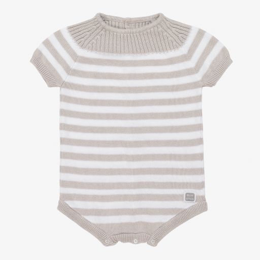 Minutus-Grey & White Knit Baby Shortie | Childrensalon Outlet