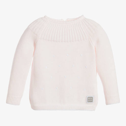 Minutus-Pink Knitted Baby Sweater  | Childrensalon Outlet