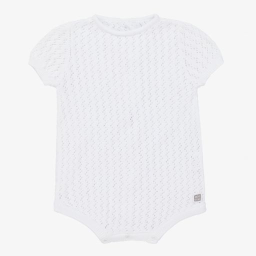 Minutus-White Cotton Knit Baby Shortie | Childrensalon Outlet