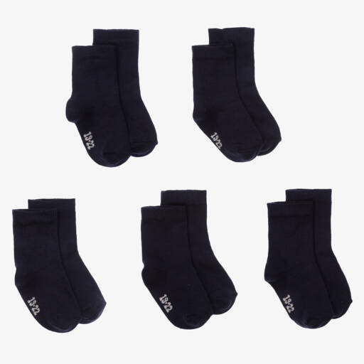 Minymo-Blue Cotton Socks (5 Pack) | Childrensalon Outlet