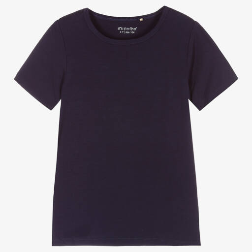 Minymo-Boys Navy Bamboo Tee | Childrensalon Outlet