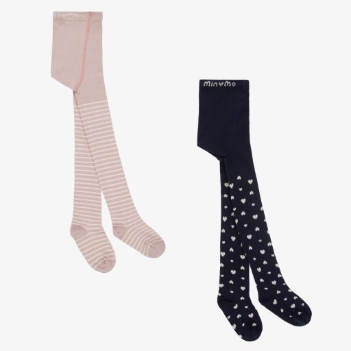 Minymo-Pink & Blue Tights (2 Pack) | Childrensalon Outlet