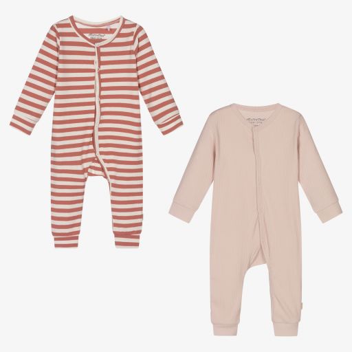Minymo-Pink Cotton Rompers (2 Pack) | Childrensalon Outlet