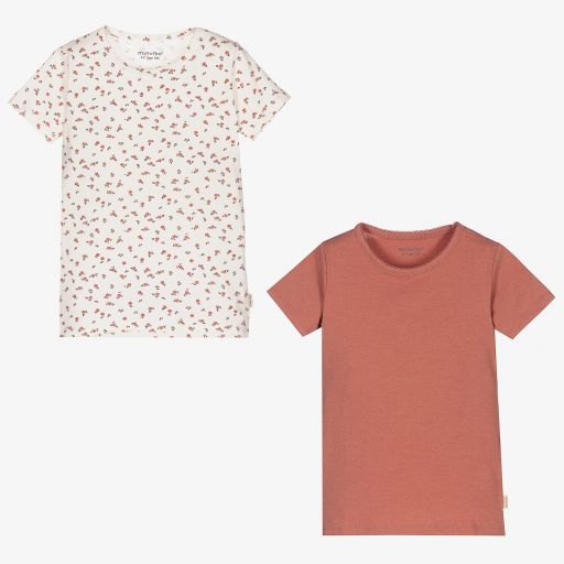 Minymo-Pink & Ivory T-Shirts (2 Pack) | Childrensalon Outlet