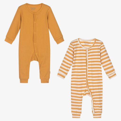 Minymo-Yellow Cotton Rompers (2 Pack) | Childrensalon Outlet