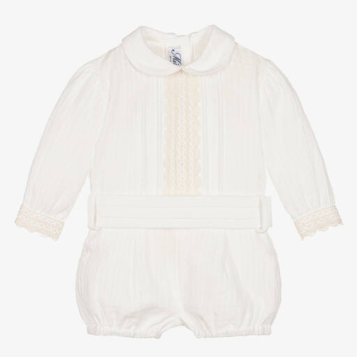Miranda-Baby Boys Ivory Cotton Lace Shorts Set | Childrensalon Outlet