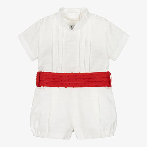 Miranda-Baby Boys White Cotton Shorts Set | Childrensalon Outlet