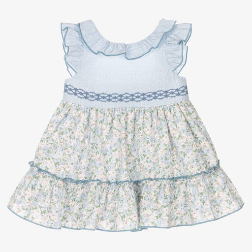Miranda-Baby Girls Blue Floral Ruffle Dress | Childrensalon Outlet
