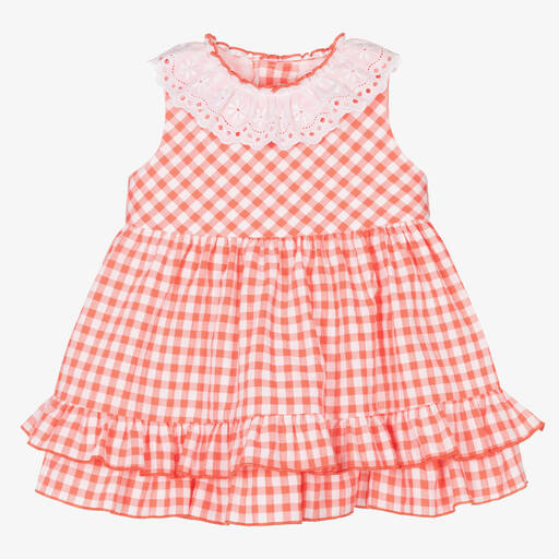 Miranda-Розовое хлопковое платье в клетку | Childrensalon Outlet