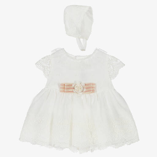 Miranda-Кремовое платье и чепчик с кружевом | Childrensalon Outlet