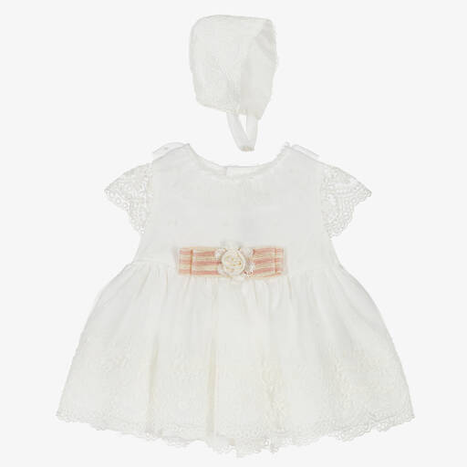 Miranda-Spitzen-Babykleid-Set in Elfenbein | Childrensalon Outlet