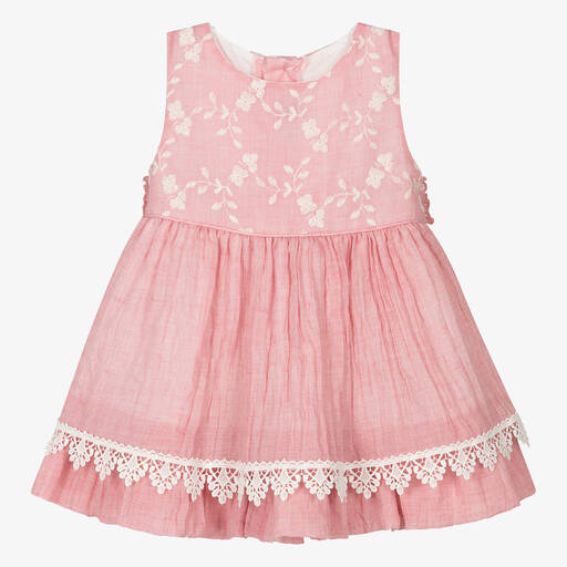 Miranda-Baby Girls Pink Embroidered Dress | Childrensalon Outlet