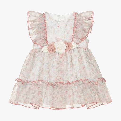 Miranda-Baby Girls Pink Organza Ruffle Dress | Childrensalon Outlet