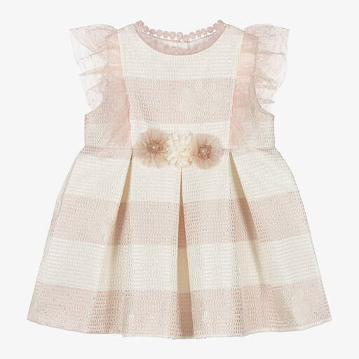 Miranda-Baby Girls Pink Striped Floral Dress | Childrensalon Outlet