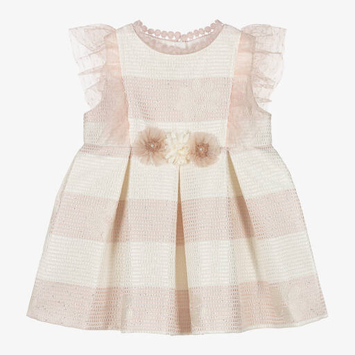 Miranda-Baby Girls Pink Striped Floral Dress | Childrensalon Outlet