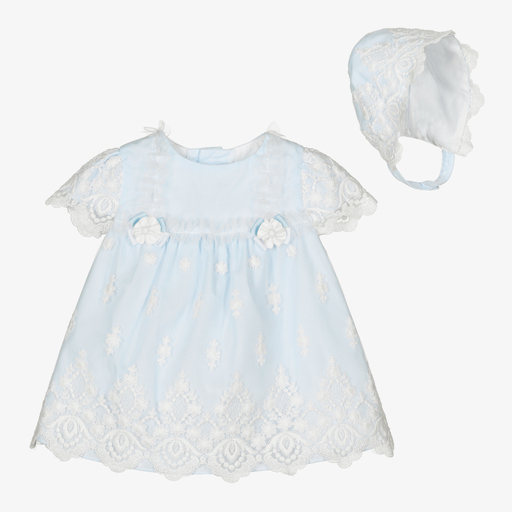 Miranda-Blue Lace Baby Dress Set | Childrensalon Outlet