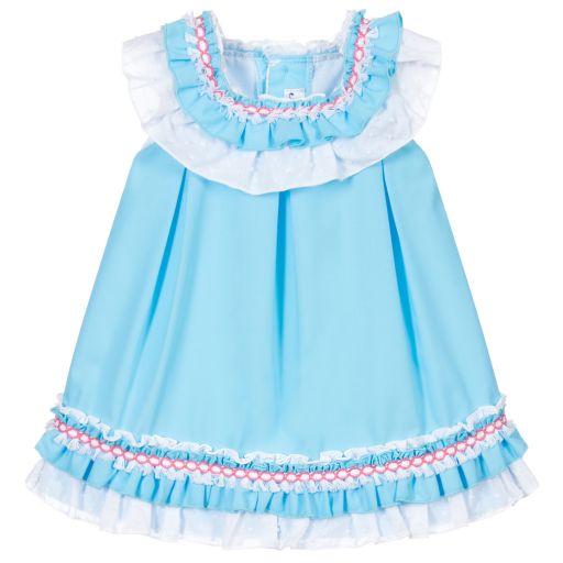 Miranda-Blaues Babykleid mit Rüschenkragen | Childrensalon Outlet