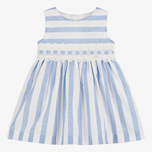 Miranda-Полосатое синее и белое платье для девочек | Childrensalon Outlet