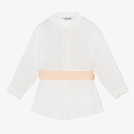 Miranda-Кремовая рубашка и розовые шорты из хлопка | Childrensalon Outlet