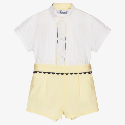 Miranda-Boys Ivory & Yellow Shorts Set | Childrensalon Outlet
